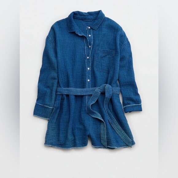 Aerie Gauzy Romper Size XL Missing Belt 100% Cotton - Picture 3 of 11